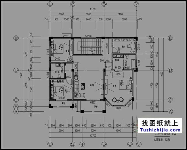 豪华带露台的四层别墅设计图纸