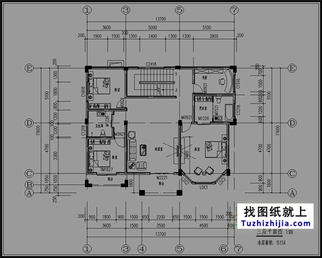 豪华带露台的四层别墅设计图纸