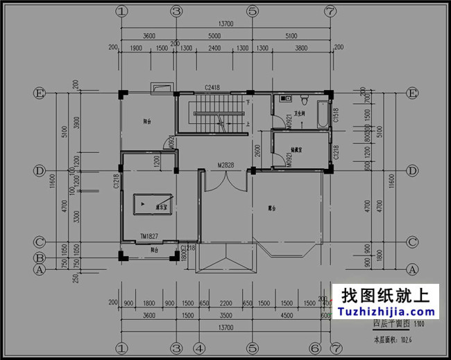 豪华带露台的四层别墅设计图纸