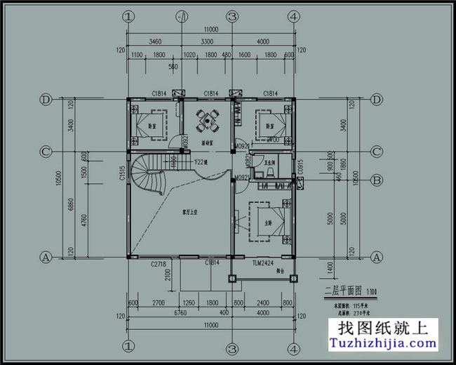 115平方米农村二层实用小复式房屋设计整套施工图纸