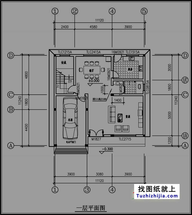 青色外观新农村四层房屋设计图纸