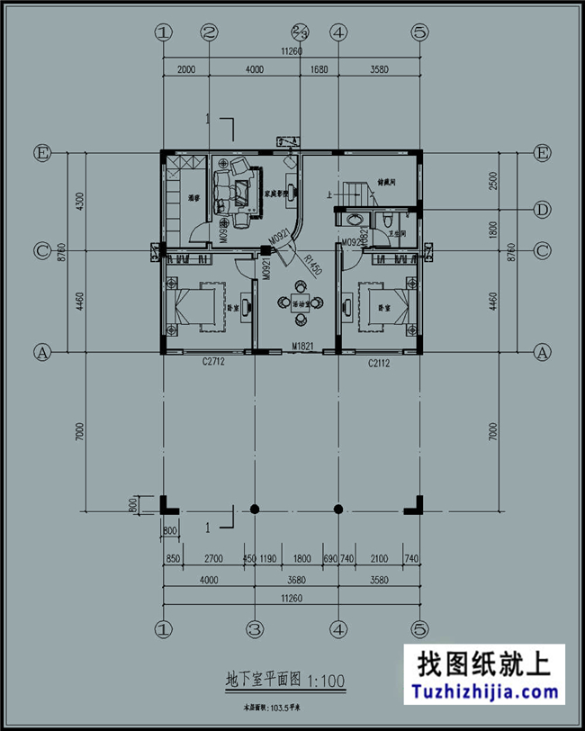 115平方米自建别墅设计带地下室的CAD设计图纸及外观设计，12x9米