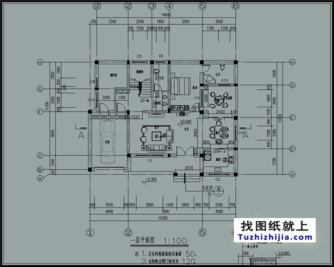 170平方米农村豪华型二层自建房屋设计图纸,15x12米