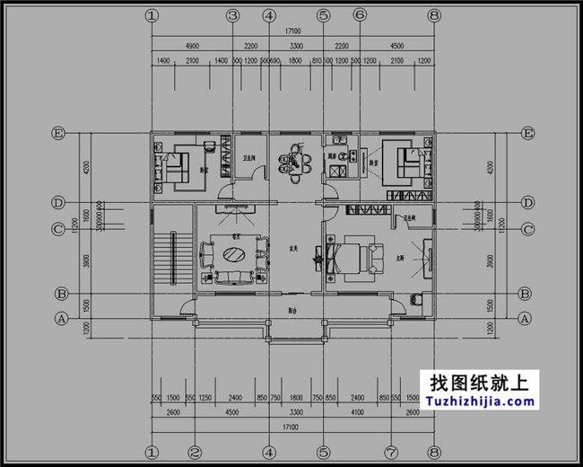 164平方米河南二层平屋顶房屋设计图纸带外观效果图,17x11米