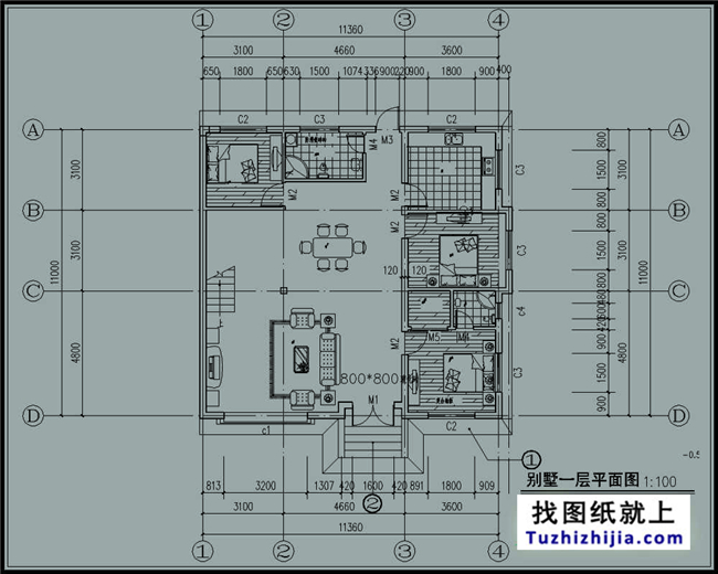 130平方米农村二层别墅房屋设计图纸带外观,11X11米