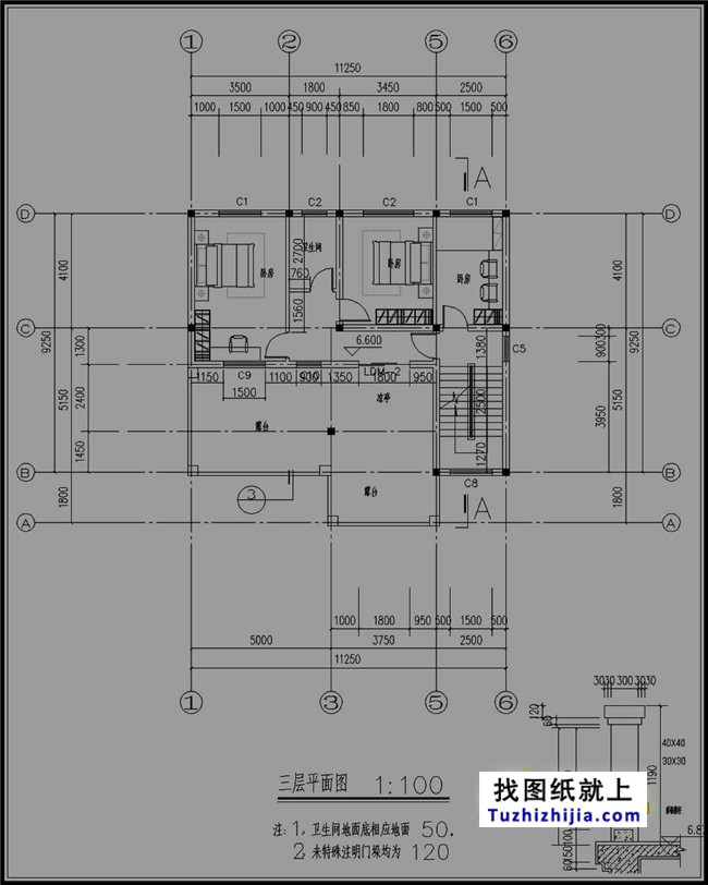 新农村实用三层带露台房屋设计图纸