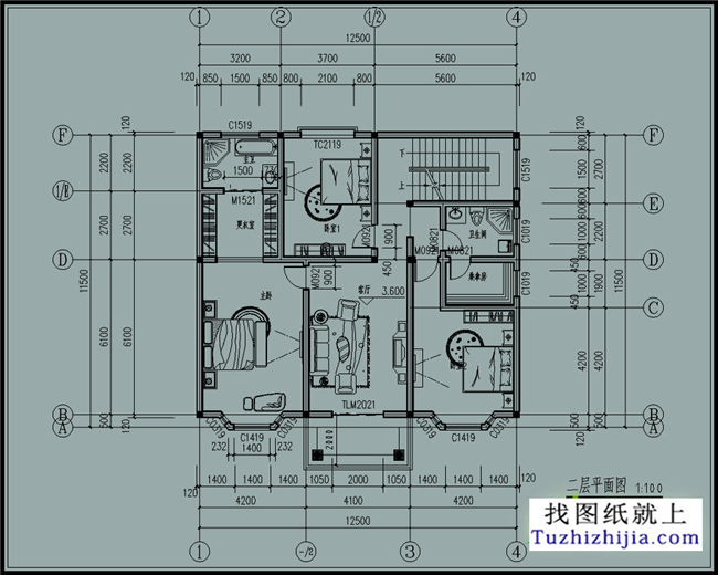 156平方米自建二层CAD房屋设计图纸及效果图，13X12米