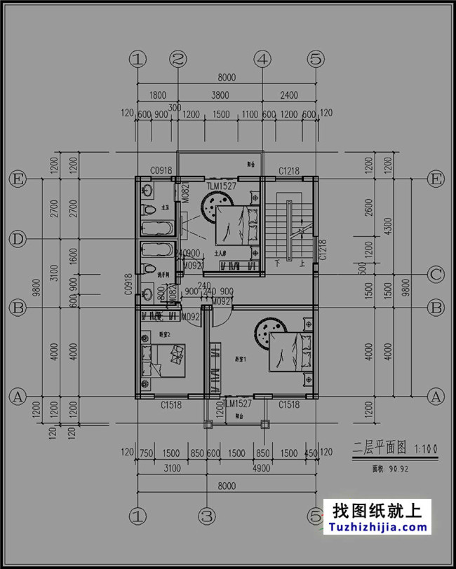 两层半新农村别墅设计图纸