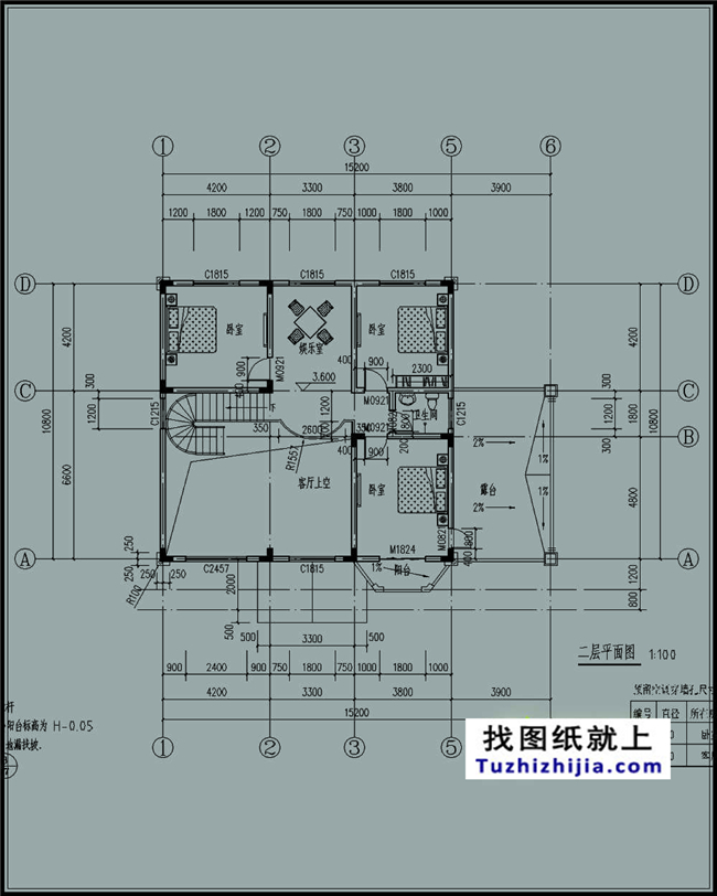 163平方米二层自建别墅设计施工建筑图纸及效果图，15x11米