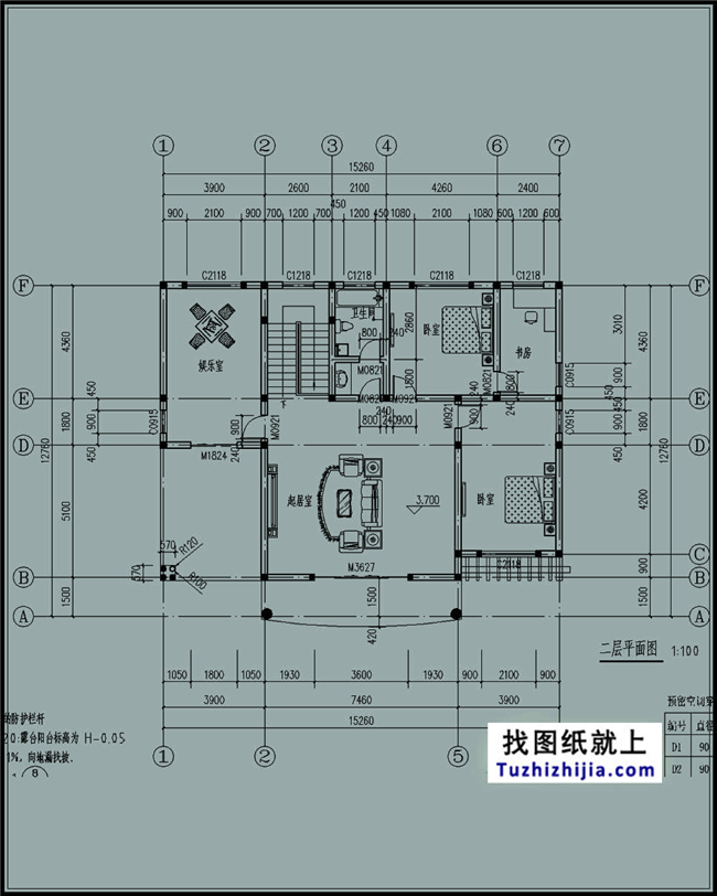 186平方米二层自建别墅设计施工图纸及外观效果图，15x13米