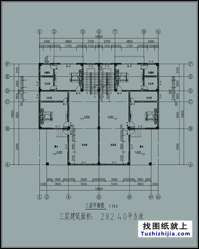 325平方米农村四层双拼别墅设计图纸及效果图，20X17米