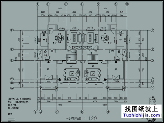 275平方米新农村双拼楼中楼户型别墅设计图纸及效果图,21X14米