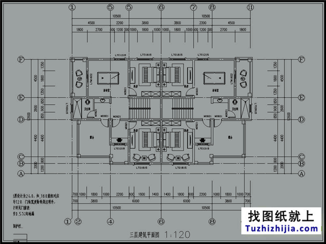 275平方米新农村双拼楼中楼户型别墅设计图纸及效果图,21X14米