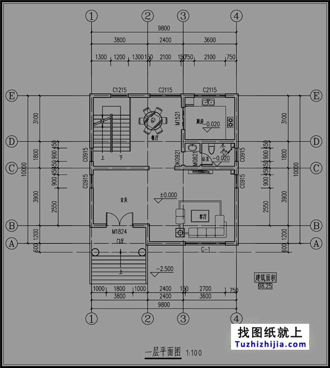 100平方米自建三层半别墅设计图纸