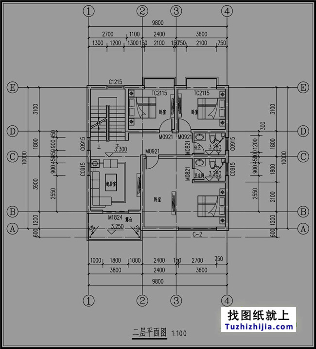 100平方米自建三层半别墅设计图纸