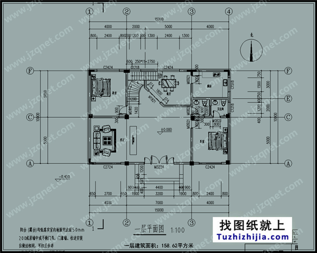 155平方米新三层全套别墅设计资料，15x10米