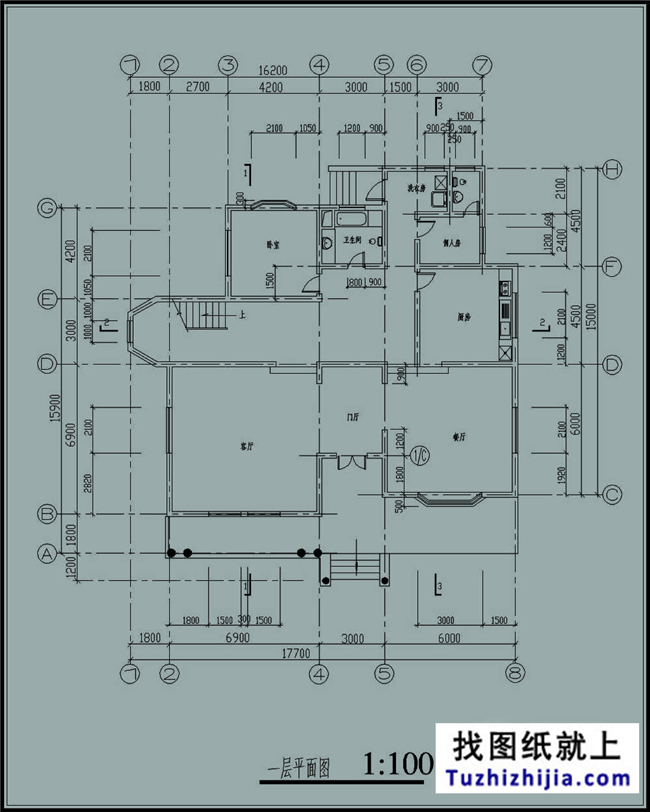 250平方米三层尖顶新农村别墅设计带外观效果图,18x16米