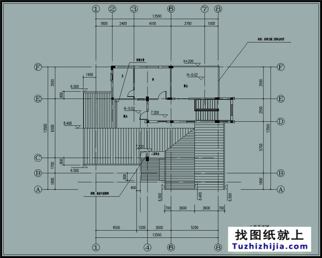 160平方米新农村二层半房屋施工设计图纸及外观图,14X14米