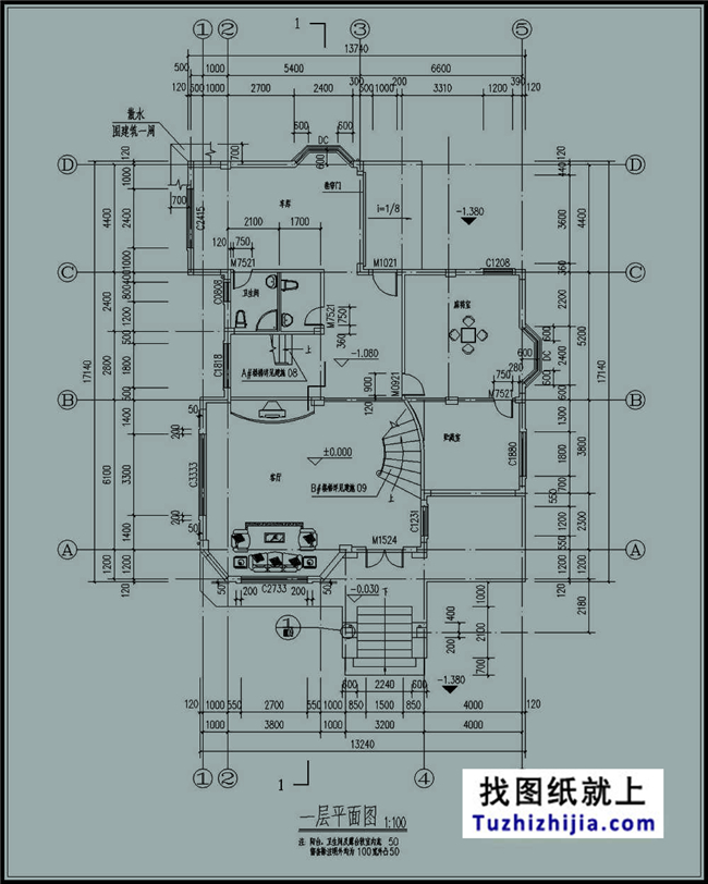 180平方米三层豪华别墅农村房屋设计施工图纸,14X17米