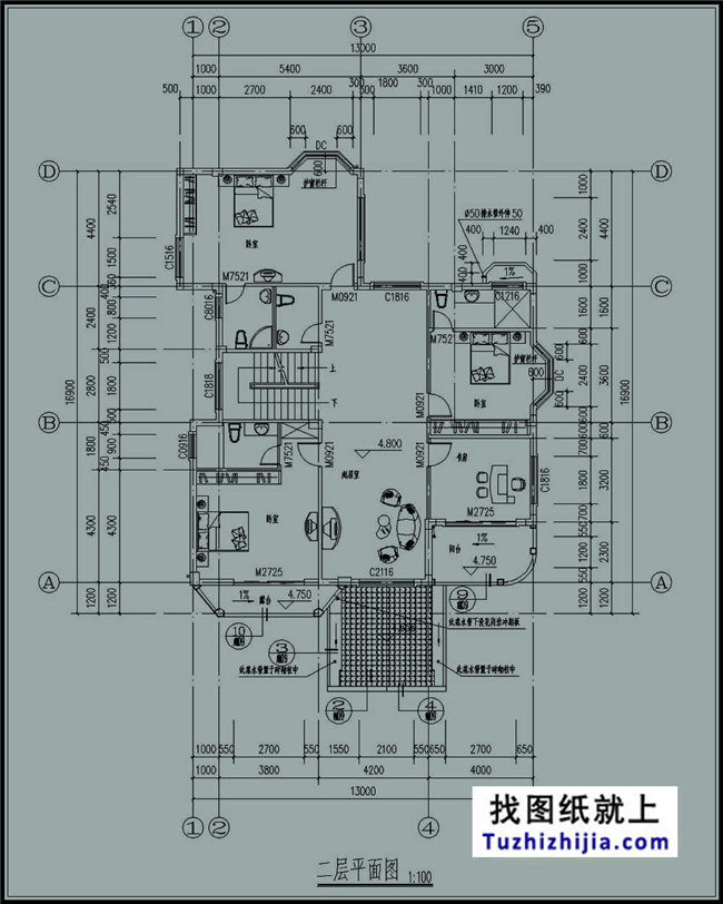 180平方米三层豪华别墅农村房屋设计施工图纸,14X17米