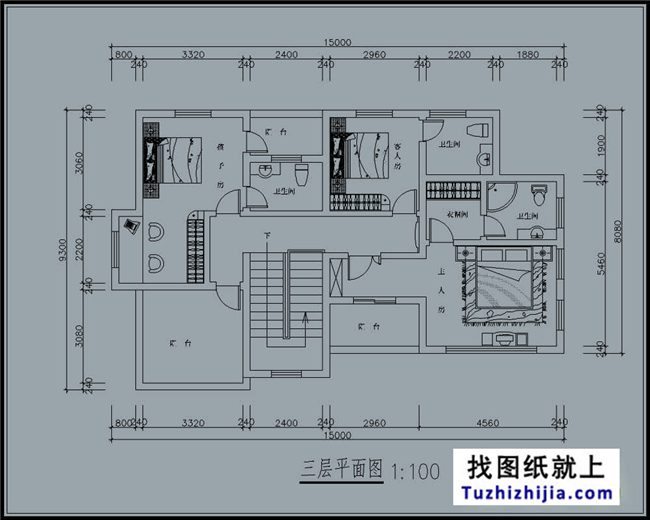 150平方米乡村清新洋气三层别墅设计图纸,15X10米