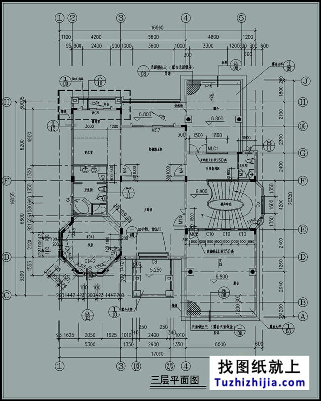 造价：70万,农村三层尖屋顶带车库的别墅设计图,18X20米280平方米