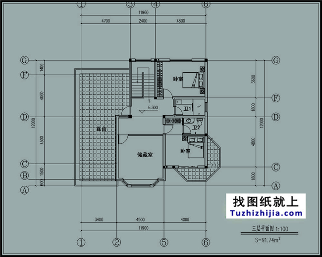 造价:28万,新农村三层别墅施工图纸及效果图,12X12米140平方米