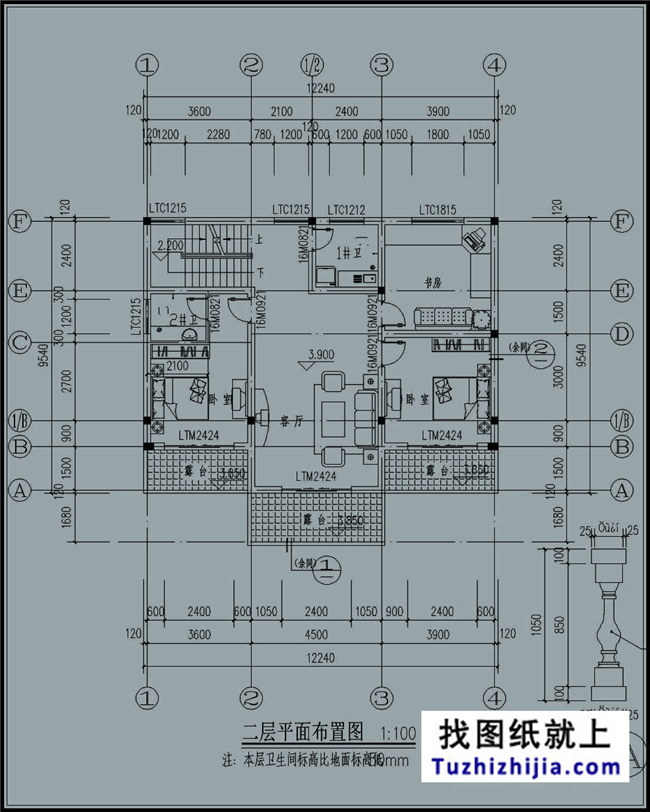 造价:23万,140平方米农村三层别墅建筑图纸及效果图，12x10米