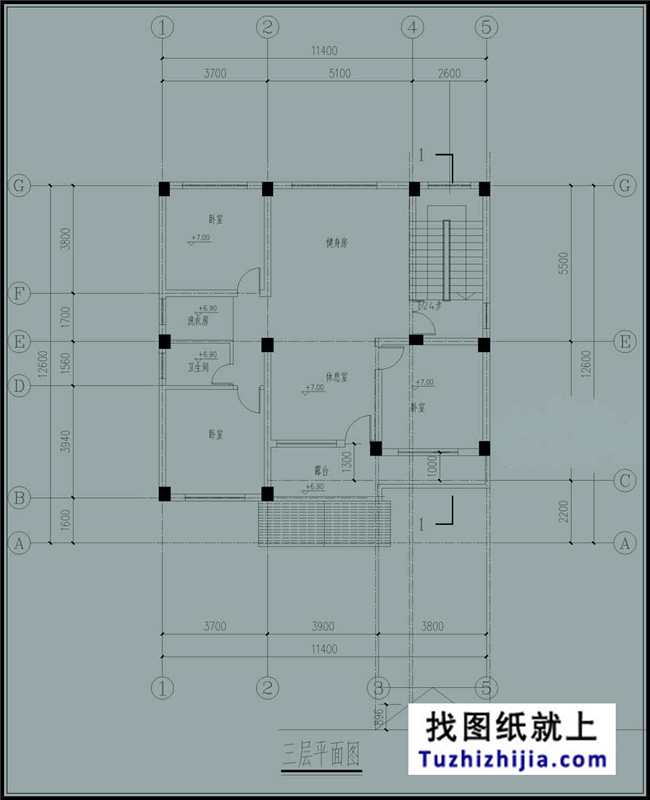 120平带车库的三层新农村自建别墅CAD设计图纸及效果图