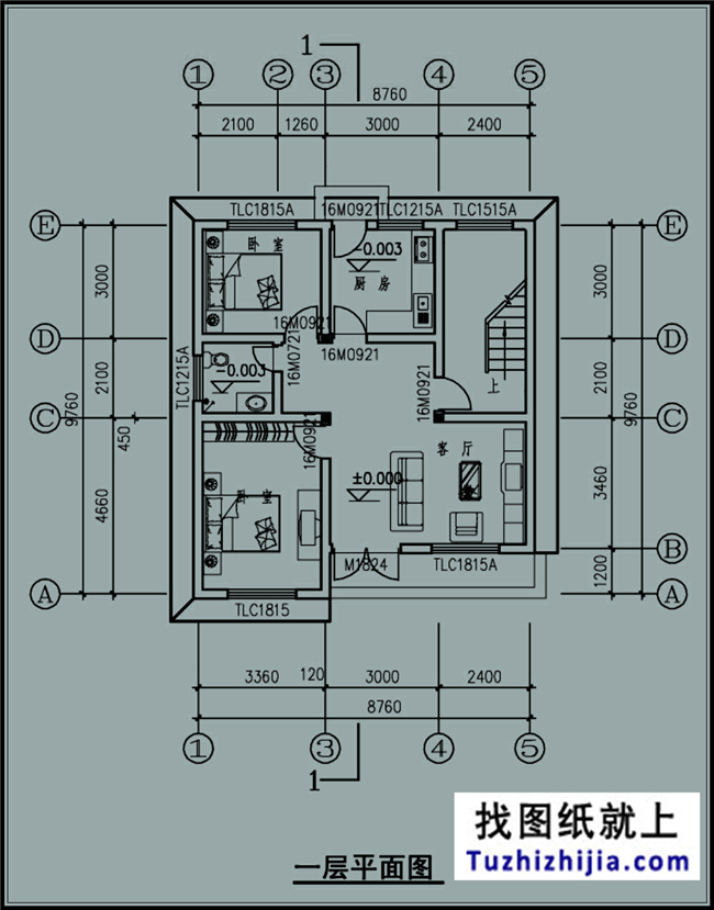 85平方米小户型三层自建房屋别墅施工设计CAD建筑图及效果图