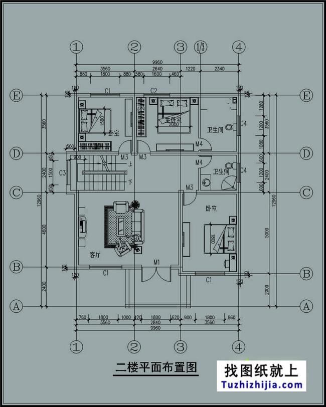 130平方米新农村自建三层别墅户型施工设计图纸及效果图