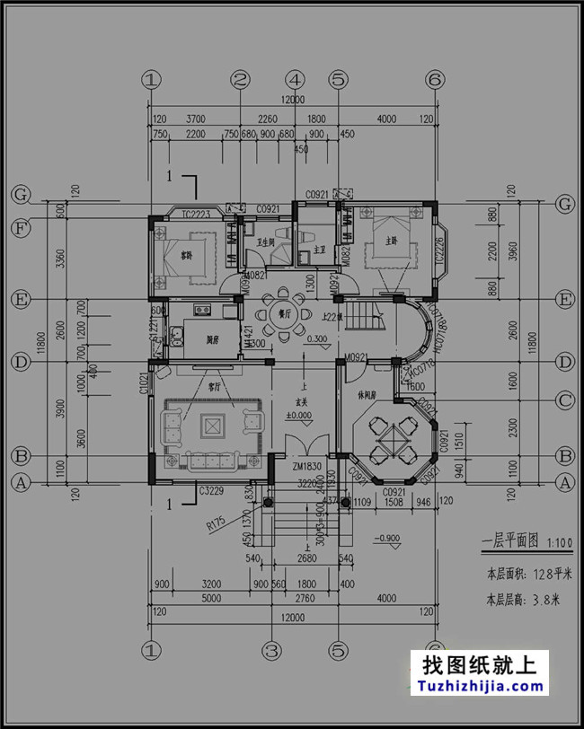 欧式豪华三层别墅设计图纸，含外观效果图+施工图