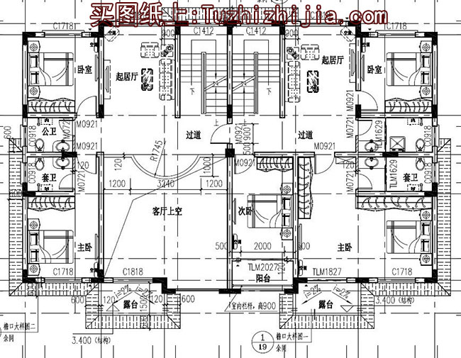 兄弟三层双拼房屋设计图，带效果图，户型好