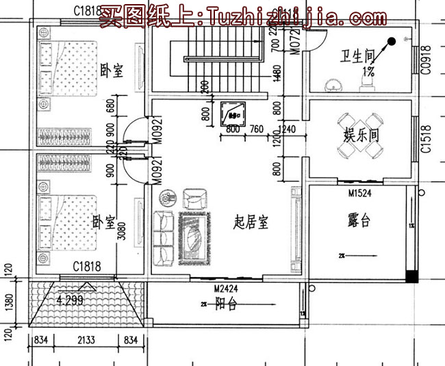 农村二层带车库楼房设计图，带外观效果图片