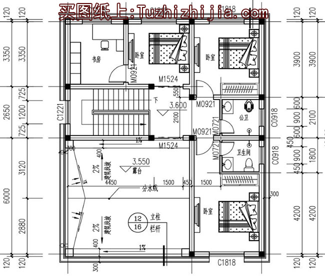 外观简洁，户型合理的二层小别墅设计图，还带露台