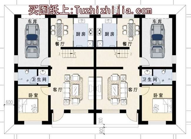 适合兄弟自建的二层双拼别墅设计方案，带效果图