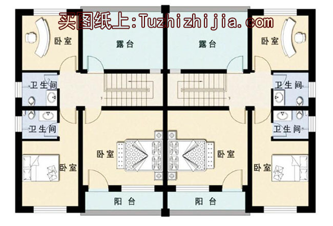 适合兄弟自建的二层双拼别墅设计方案，带效果图