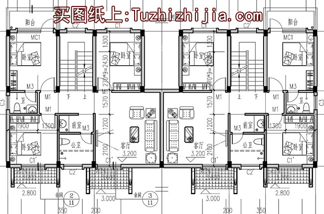 徽派三层双拼别墅设计图和外观效果图，徽派设计方案精选