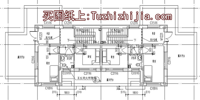 带车库农村二层双拼别墅设计图，外观现代