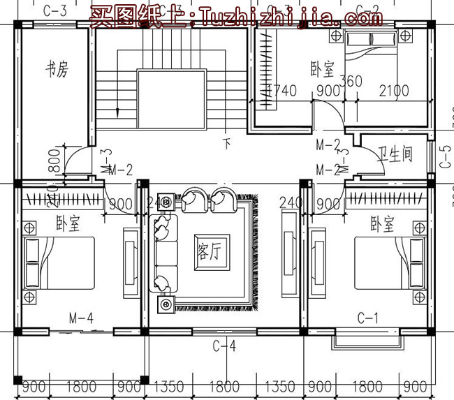 110平左右三间两层农村别墅房屋设计图，含外观效果图