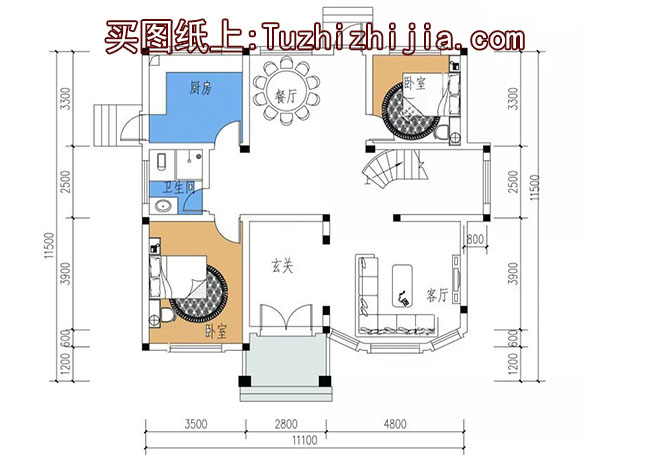 125平方米复式三层别墅房屋设计图，房间多，采光好