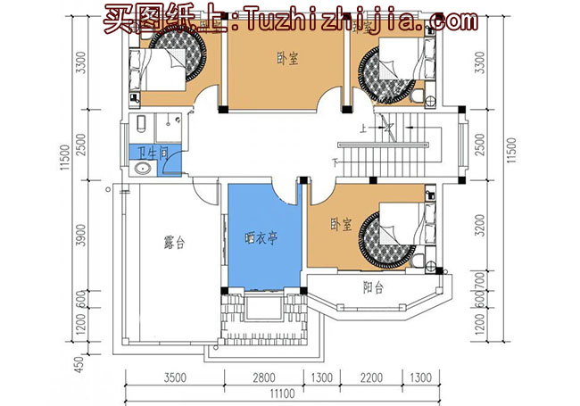 125平方米复式三层别墅房屋设计图，房间多，采光好