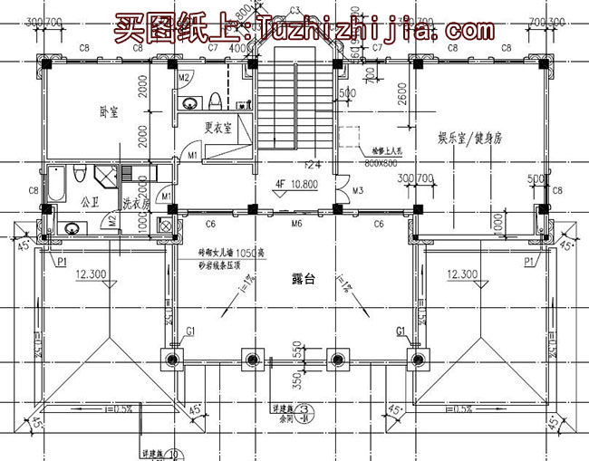 300平四层别墅房屋设计图，含外观效果图，大面积、多卧室