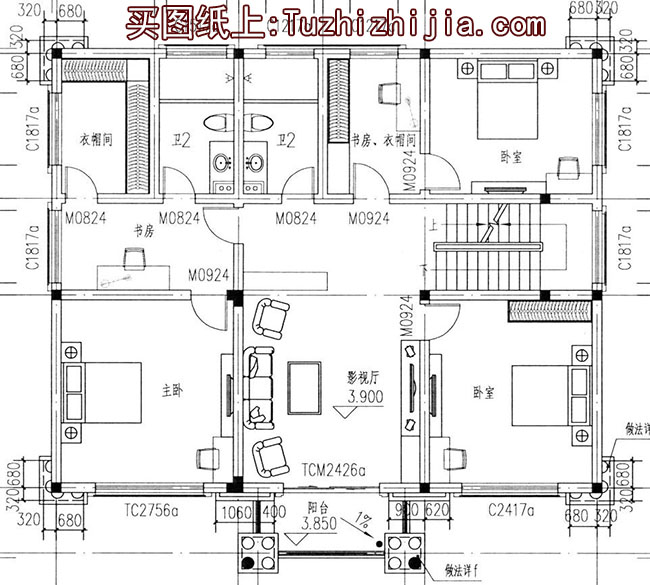 高端豪华三层别墅住宅设计方案图，欧式外观风格