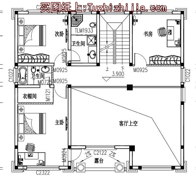 140平四层复式别墅房屋设计图，带外观效果图