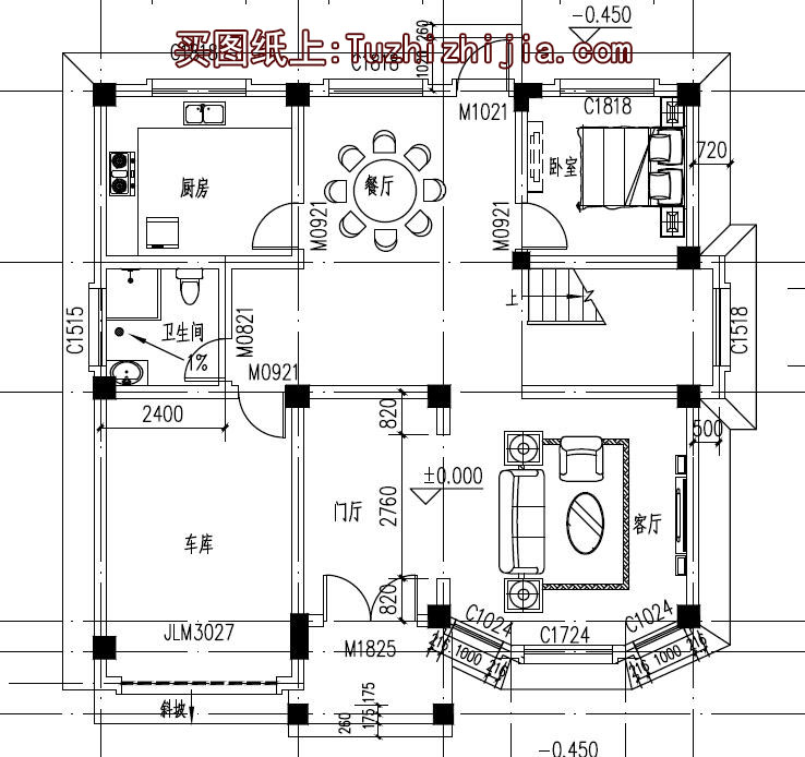 130平方米复式三层别墅房屋设计图，含外观效果图