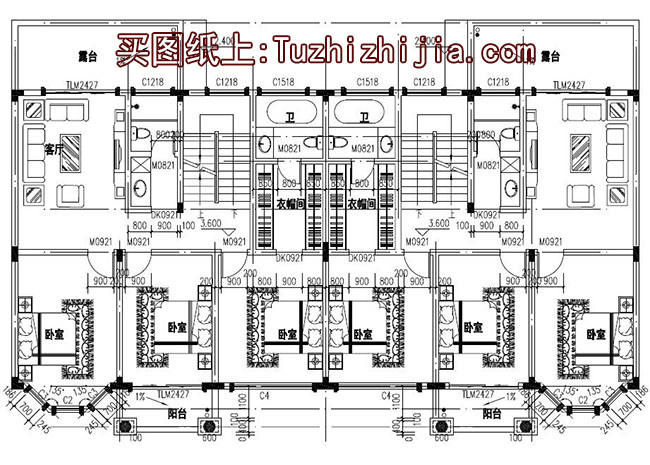 双拼豪华高端三层别墅设计图，外观效果图大气