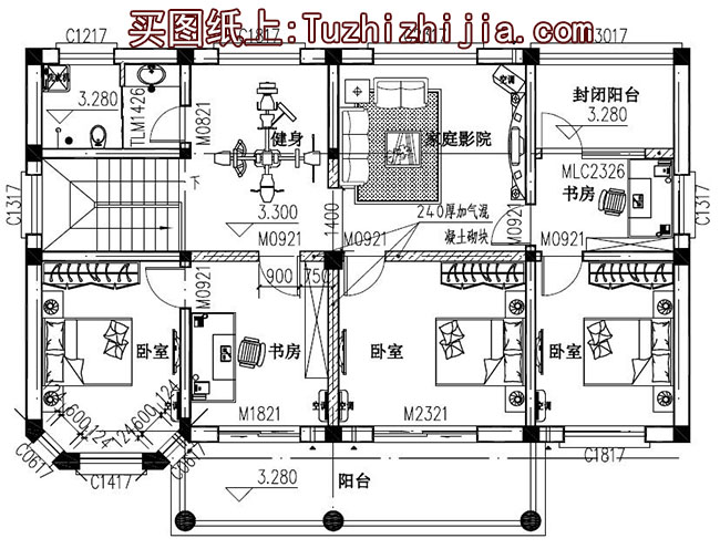 四间两层楼房设计图，含外观图片