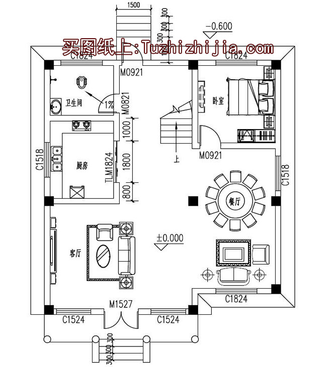 农村两间四层楼房设计图，外观效果图+全套图纸