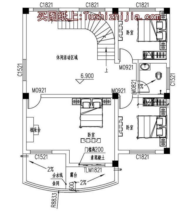 农村两间四层楼房设计图，外观效果图+全套图纸